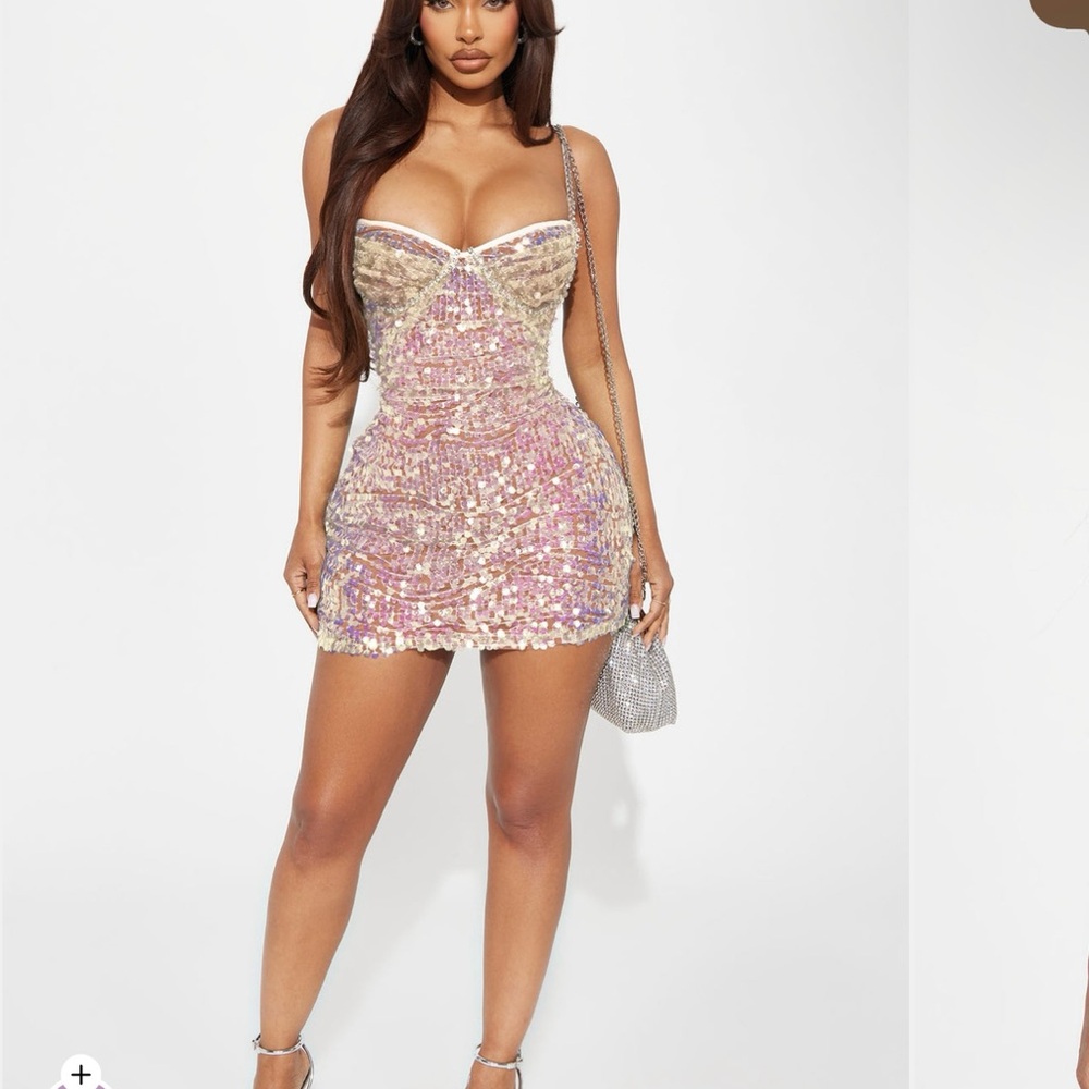 Mermaid Kisses sequin mini dress - champagne